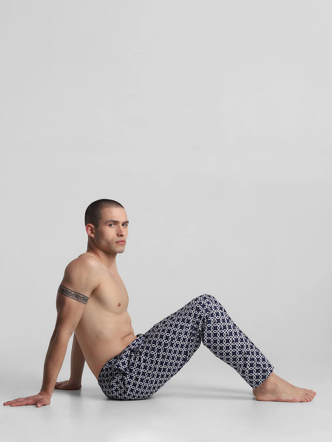 Dark Blue Printed Cotton Pyjamas - Image 5