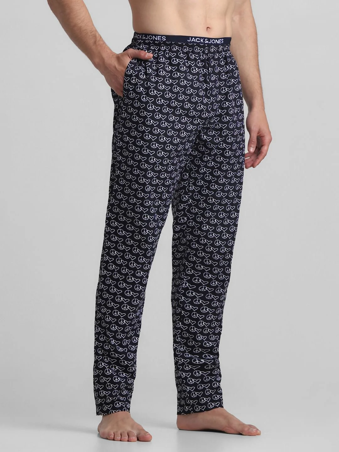 Dark Blue Printed Cotton Pyjamas - Image 2