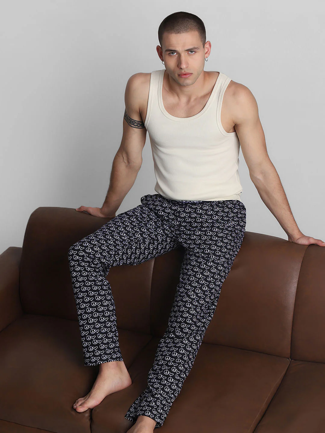 Dark Blue Printed Cotton Pyjamas - Image 5