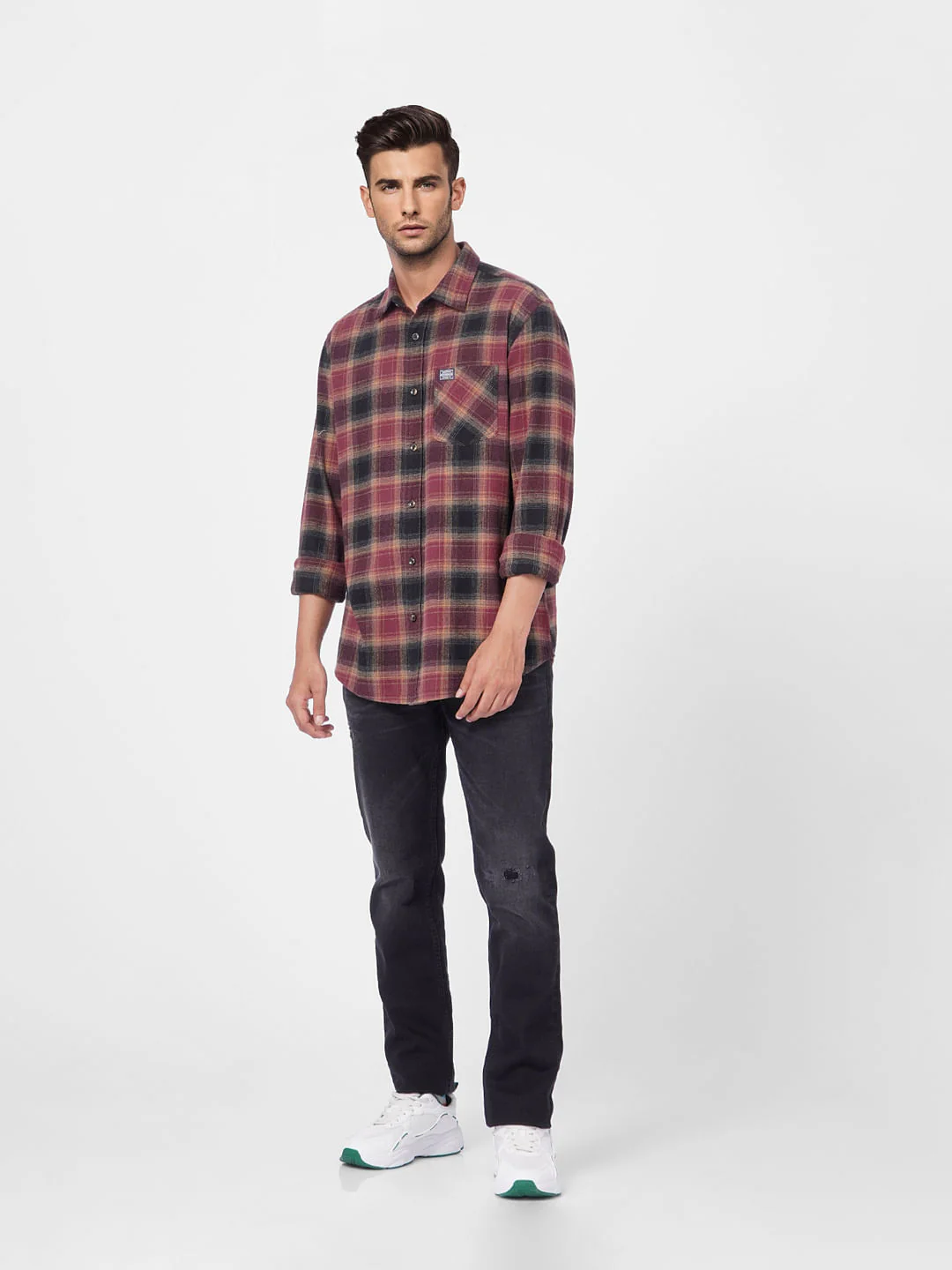 Maroon Check Full Sleeves Shirt - Image 6