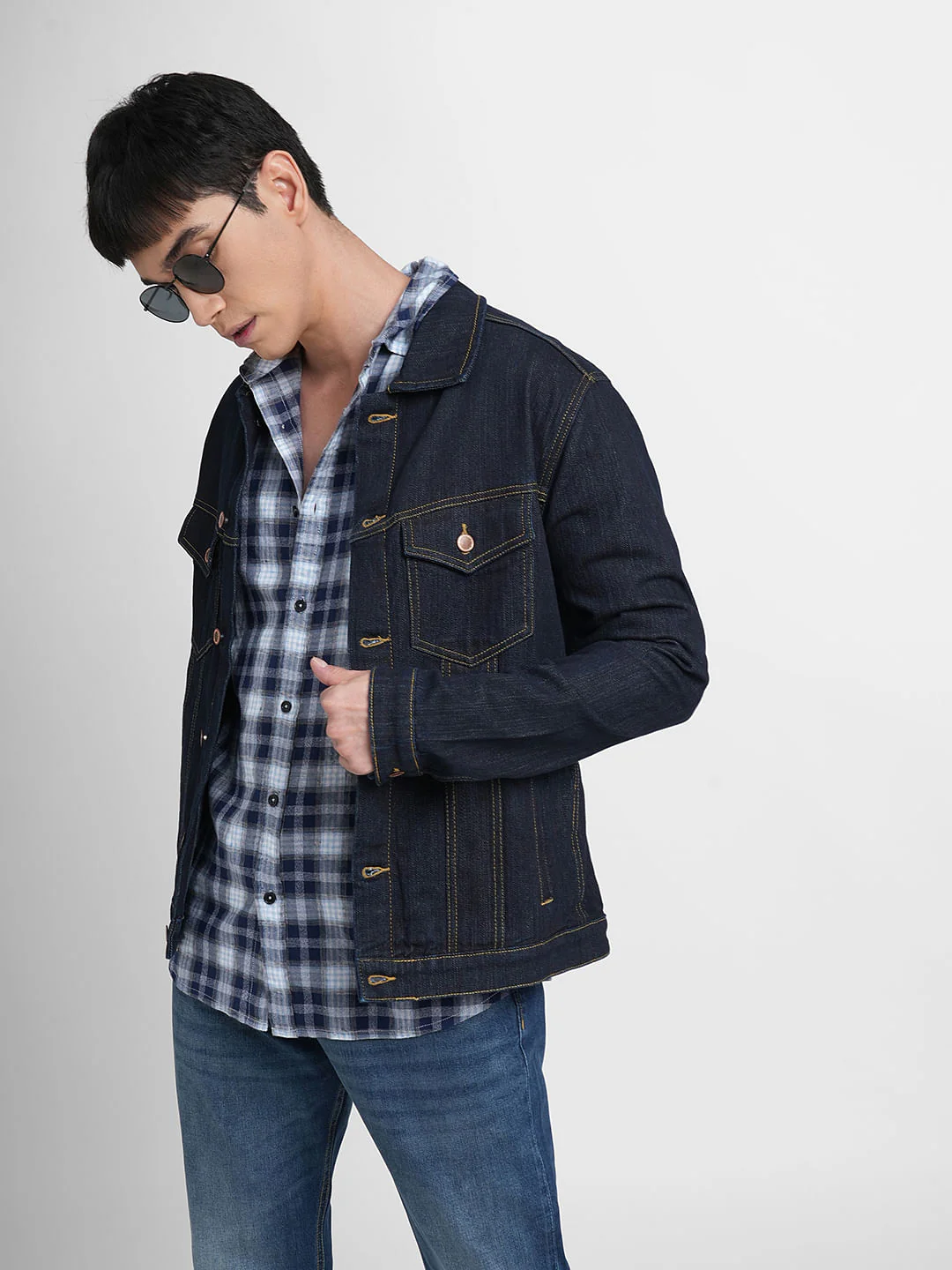 Dark Blue Check Full Sleeves Shirt