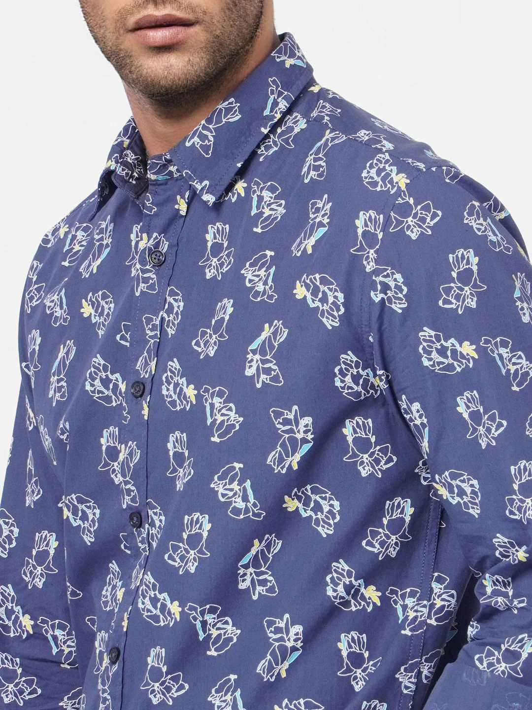 Blue Printed Full Sleeves Shirt - Image 5