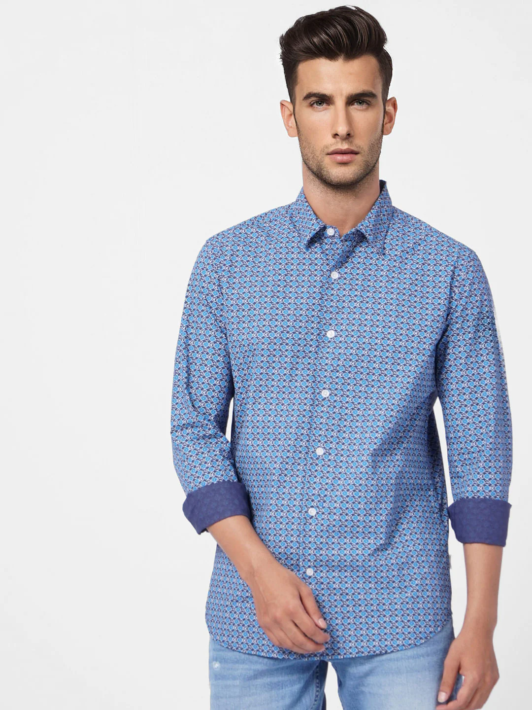 Blue All Over Print Full Sleeves Shirt - Image 2