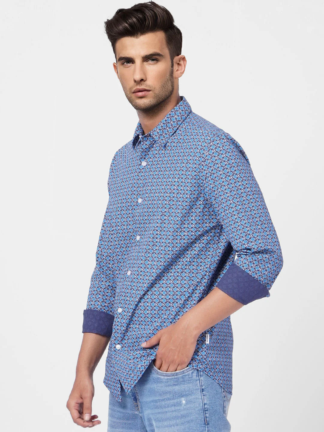 Blue All Over Print Full Sleeves Shirt - Image 3