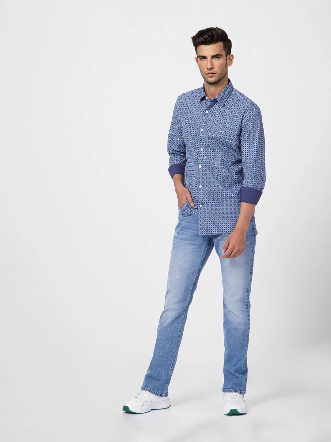 Blue All Over Print Full Sleeves Shirt - Image 6