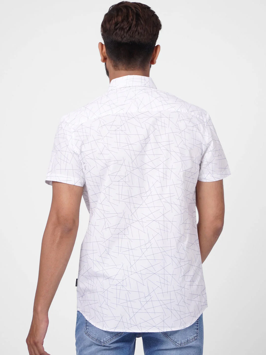 White Abstract Print Short Sleeves Shirt - Image 4