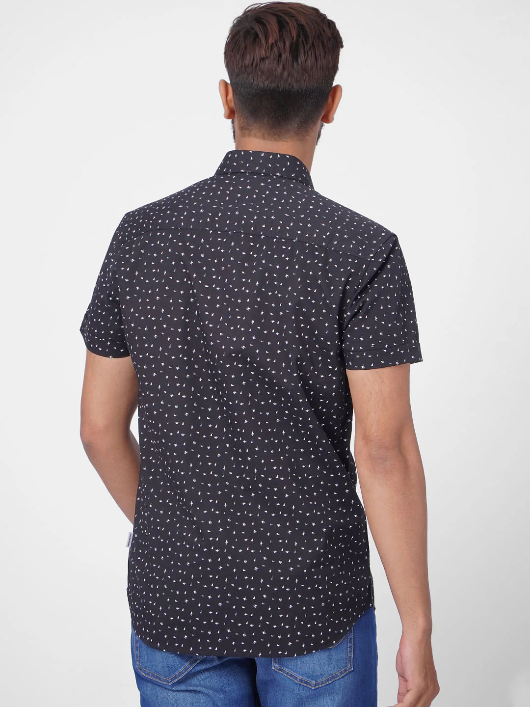 Black Printed Short Sleeves Shirt - Image 4
