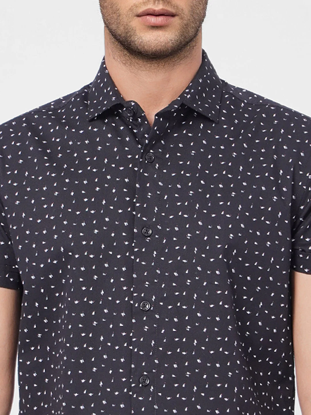 Black Printed Short Sleeves Shirt - Image 5