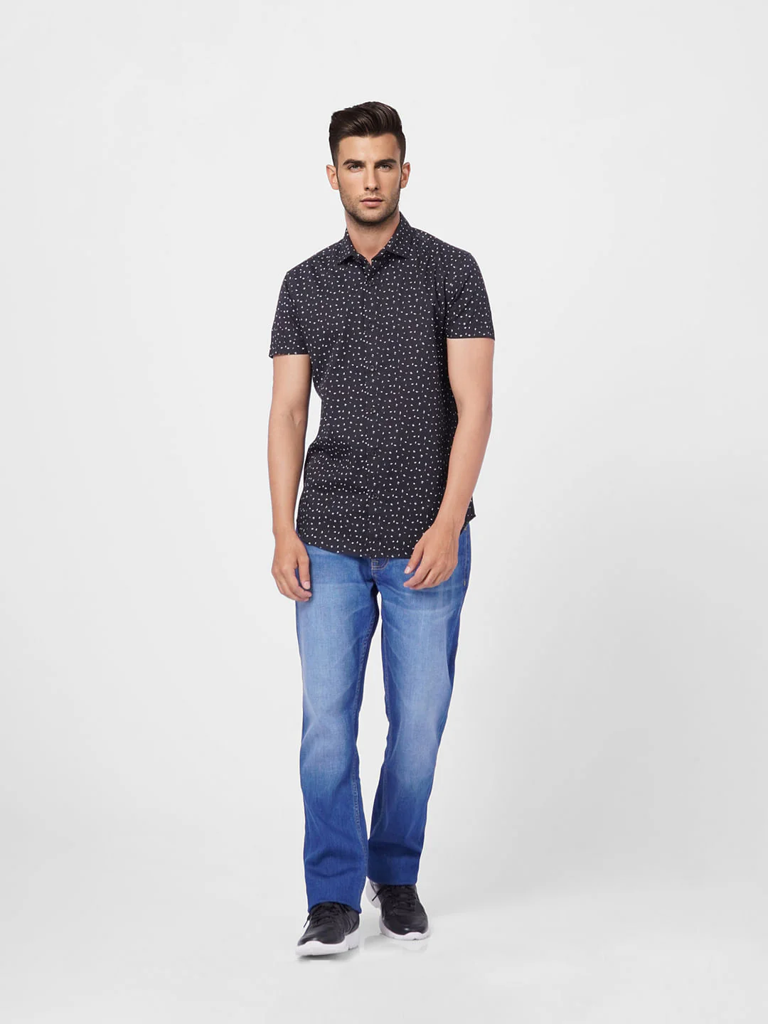 Black Printed Short Sleeves Shirt - Image 6