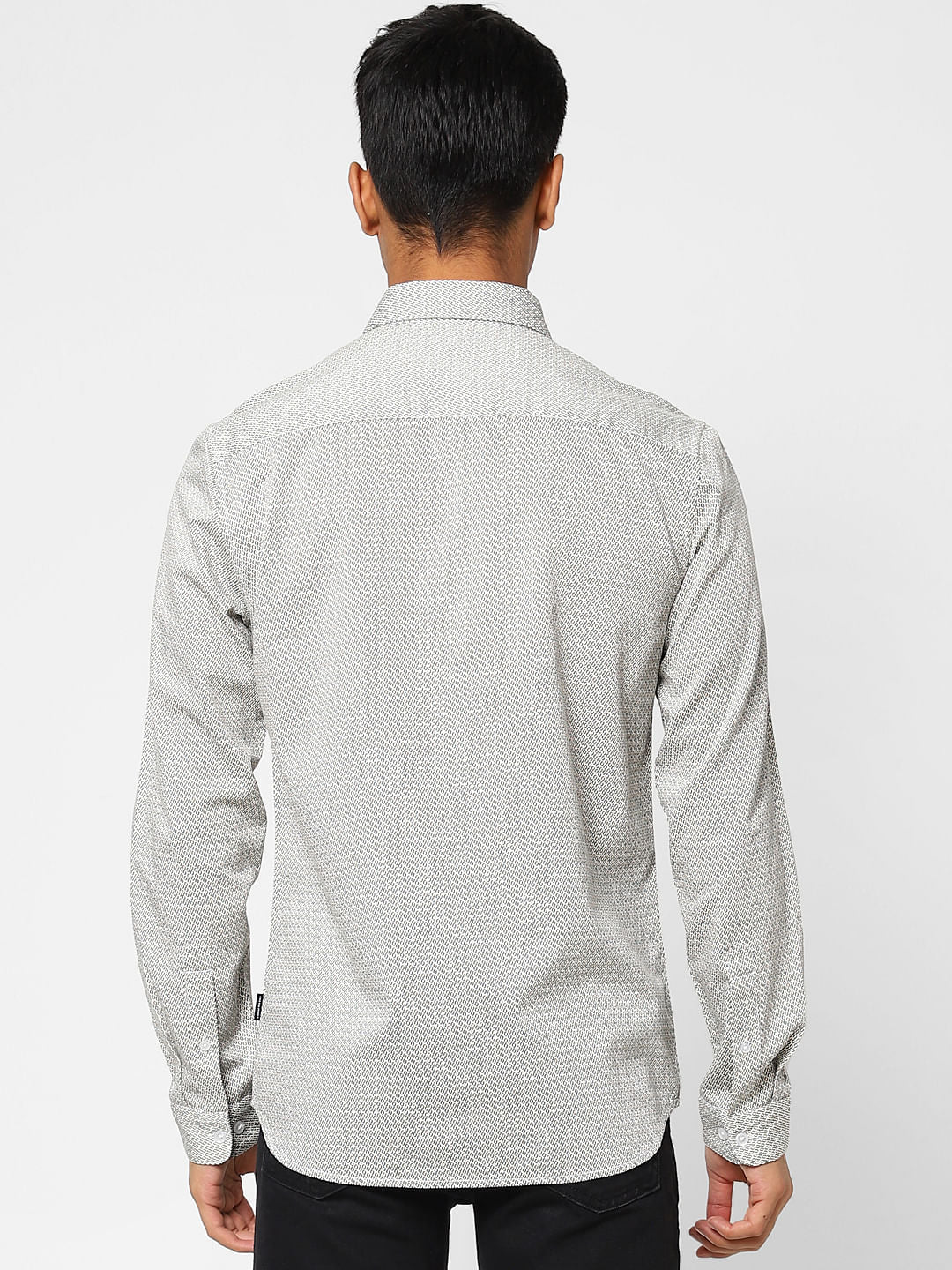 Grey Printed Full Sleeves Shirt - Image 4