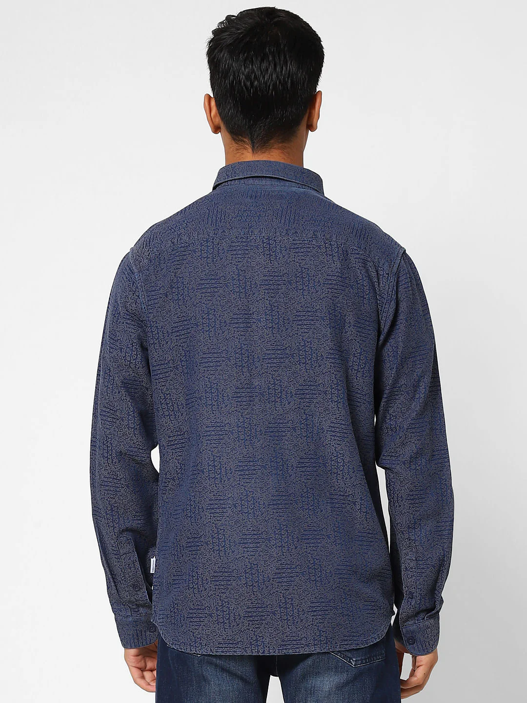 Navy Blue Printed Full Sleeves Shirt - Image 4