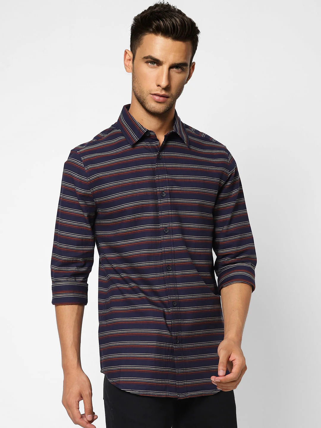 Blue Striped Print Full Sleeves Shirt - Image 2