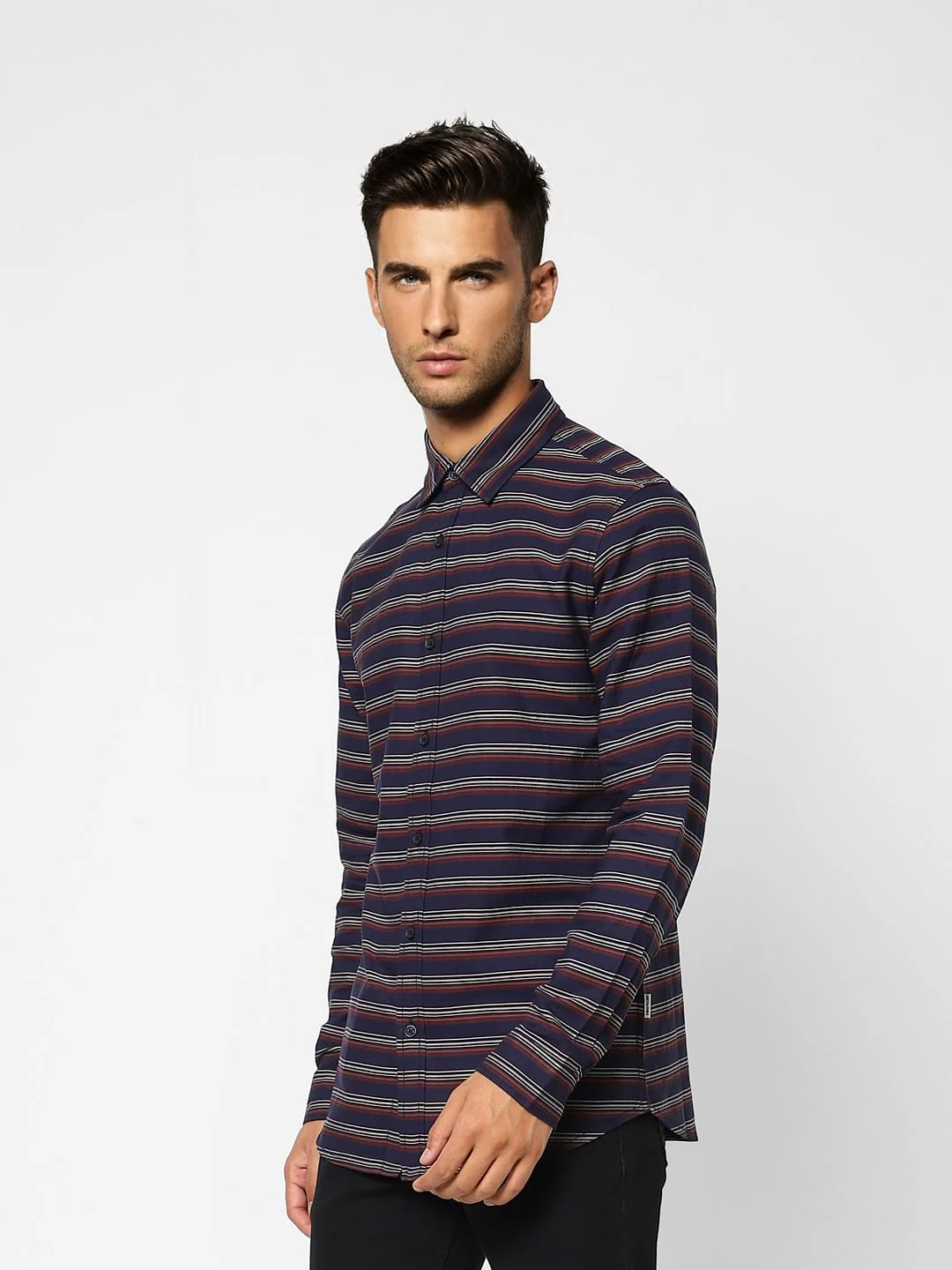 Blue Striped Print Full Sleeves Shirt - Image 3
