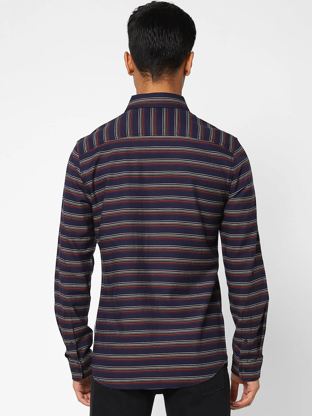 Blue Striped Print Full Sleeves Shirt - Image 4