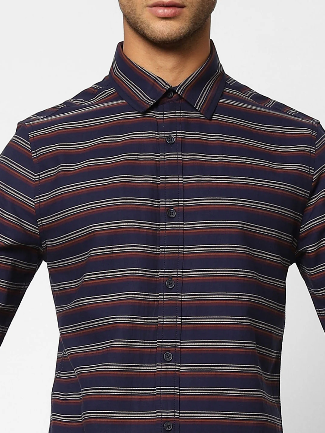 Blue Striped Print Full Sleeves Shirt - Image 5