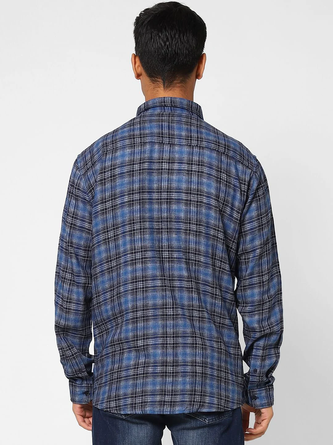 Indigo Check Print Full Sleeves Shirt - Image 4