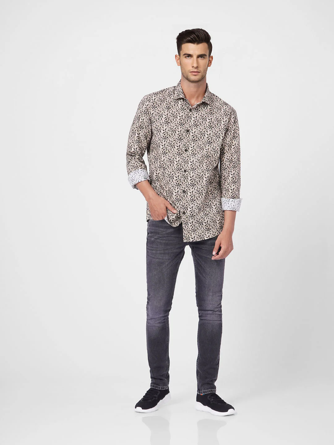 Green Floral Print Full Sleeves Shirt - Image 6