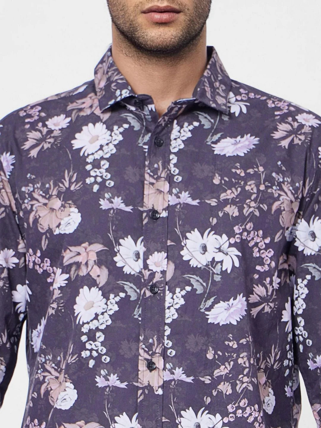 Black Floral Print Full Sleeves Shirt - Image 5