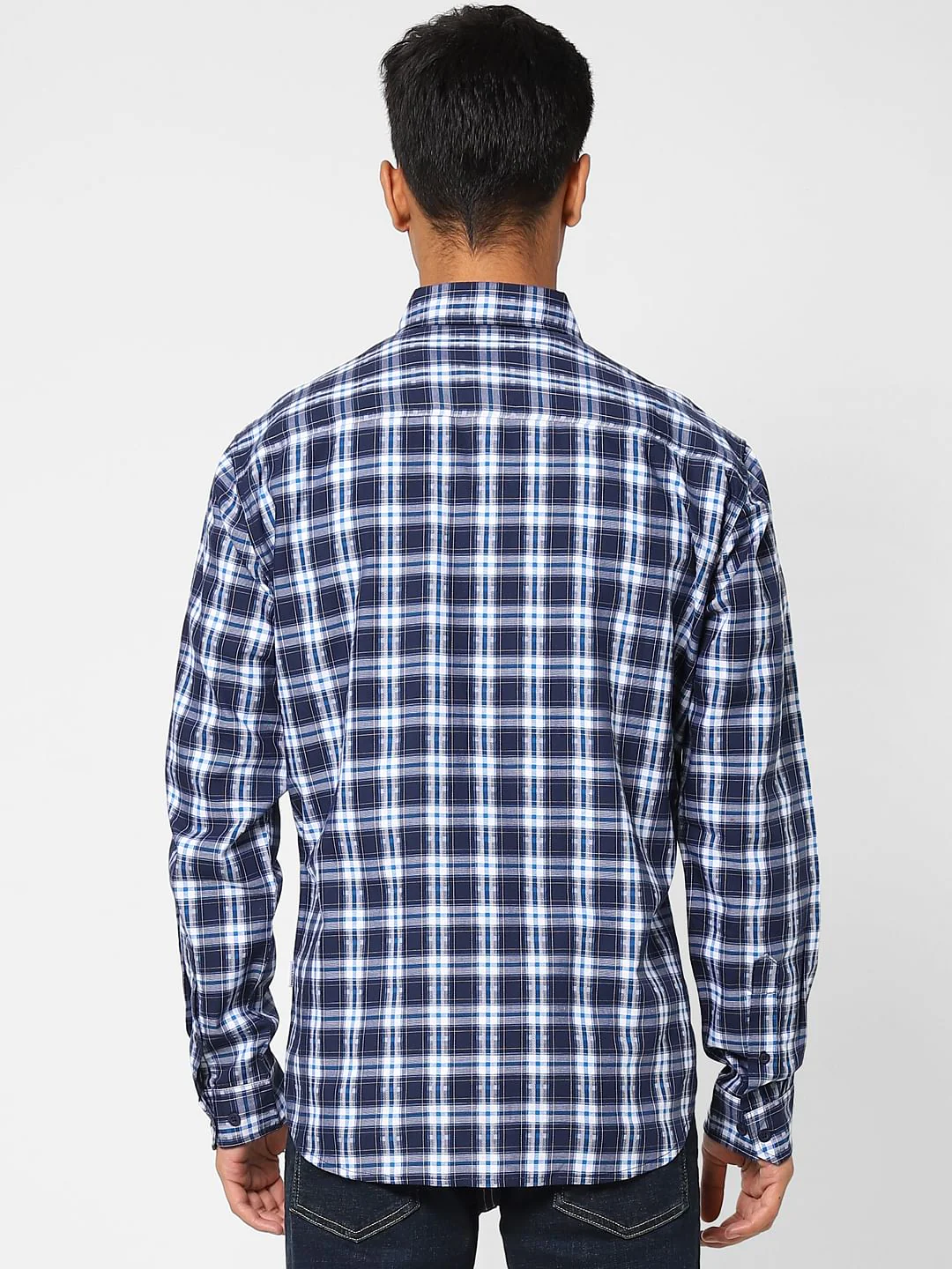 Blue Check Print Full Sleeves Shirt - Image 4