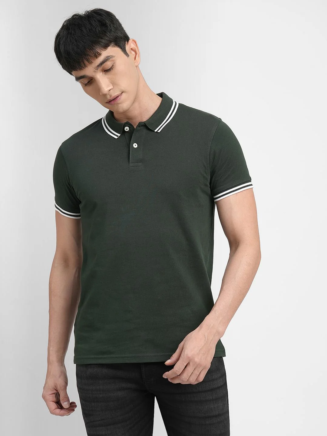 Dark Green Polo Neck T-shirt - Image 2