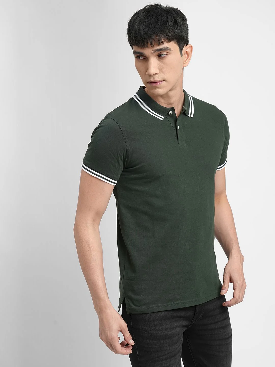 Dark Green Polo Neck T-shirt - Image 3