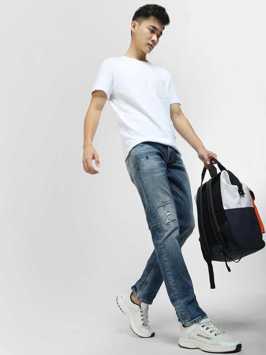 Blue Low Rise Distressed Glenn Slim Fit Jeans