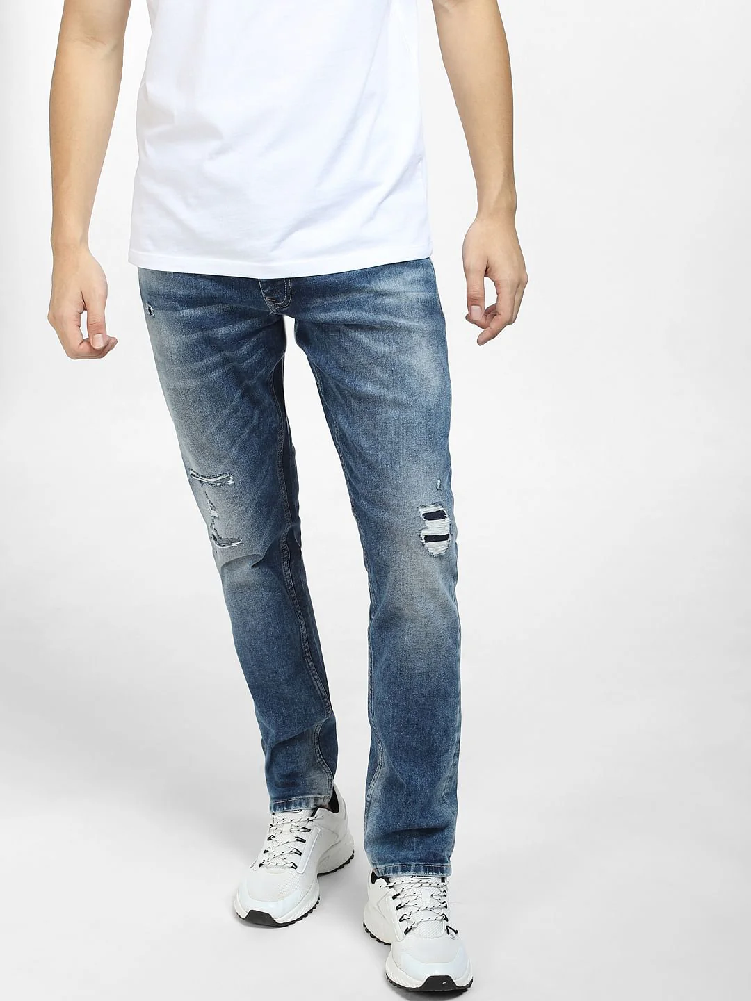 Blue Low Rise Distressed Glenn Slim Fit Jeans - Image 2