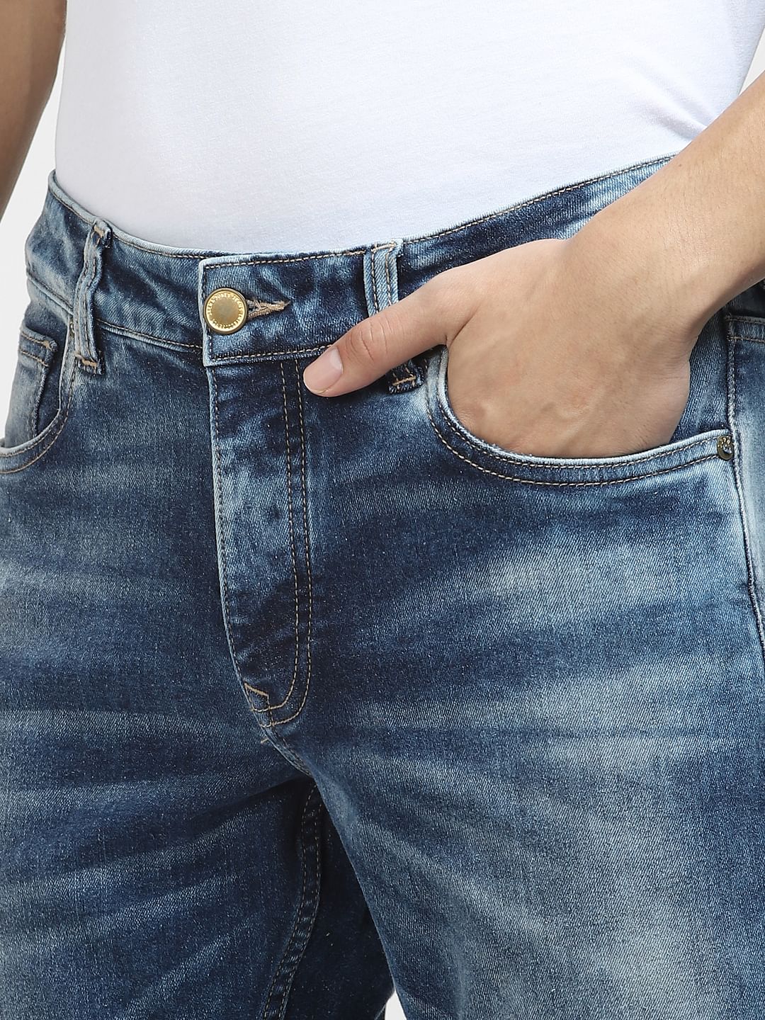 Blue Low Rise Distressed Glenn Slim Fit Jeans - Image 5