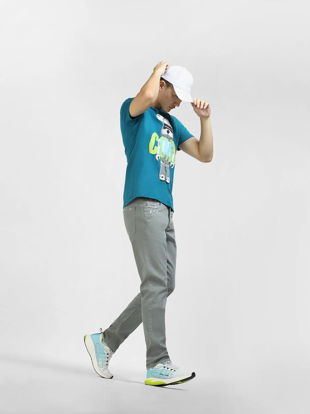 Green Low Rise Distressed Glenn Slim Fit Jeans