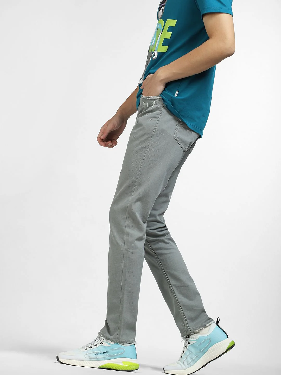 Green Low Rise Distressed Glenn Slim Fit Jeans - Image 3