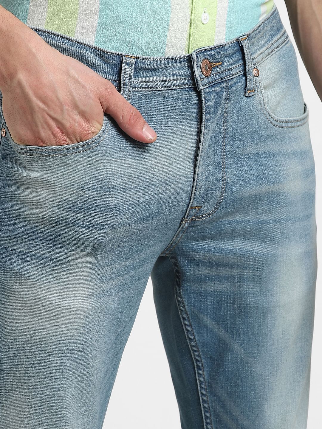 Blue Low Rise Washed Skinny Fit Jeans - Image 5