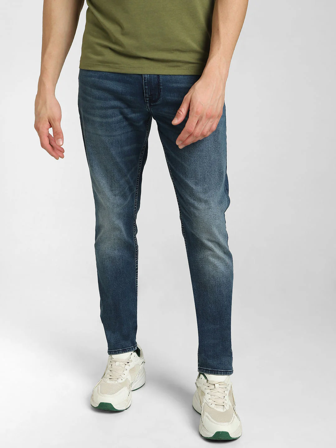 Dark Blue Low Rise Washed Slim Fit Jeans - Image 2