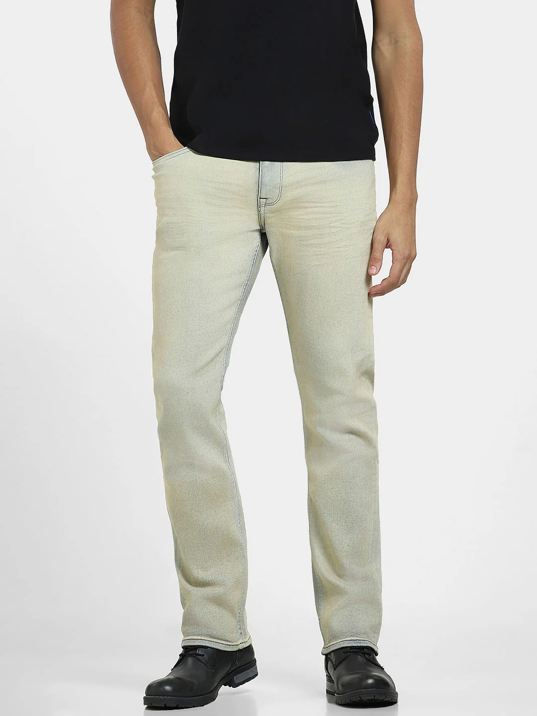Blue Mid Rise Heavily Washed Regular Fit Jeans - Image 2