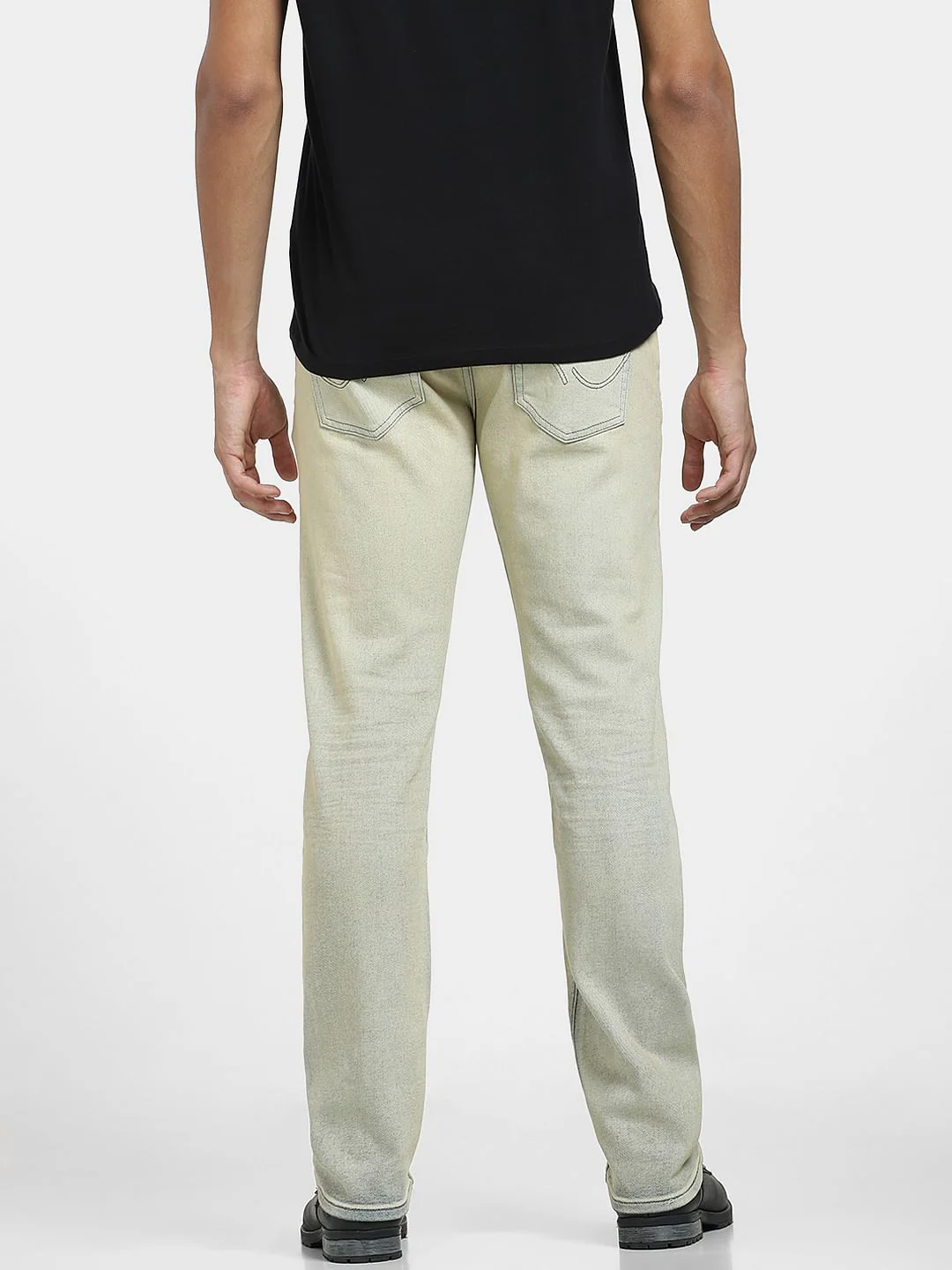 Blue Mid Rise Heavily Washed Regular Fit Jeans - Image 4