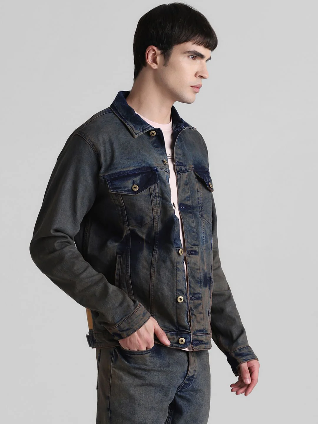 Dark Blue Acid Washed Denim Jacket - Image 3
