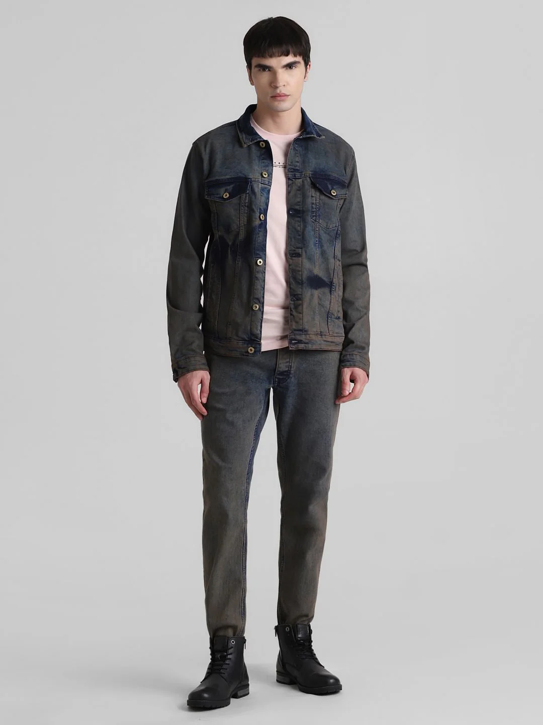 Dark Blue Acid Washed Denim Jacket - Image 6