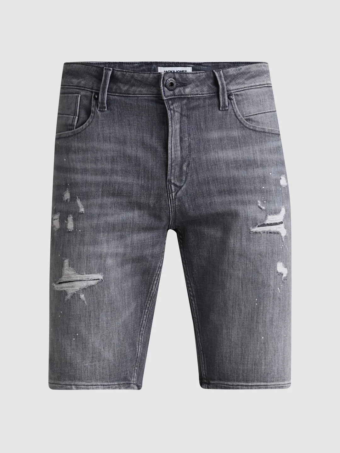 Grey Mid Rise Distressed Denim Shorts - Image 6