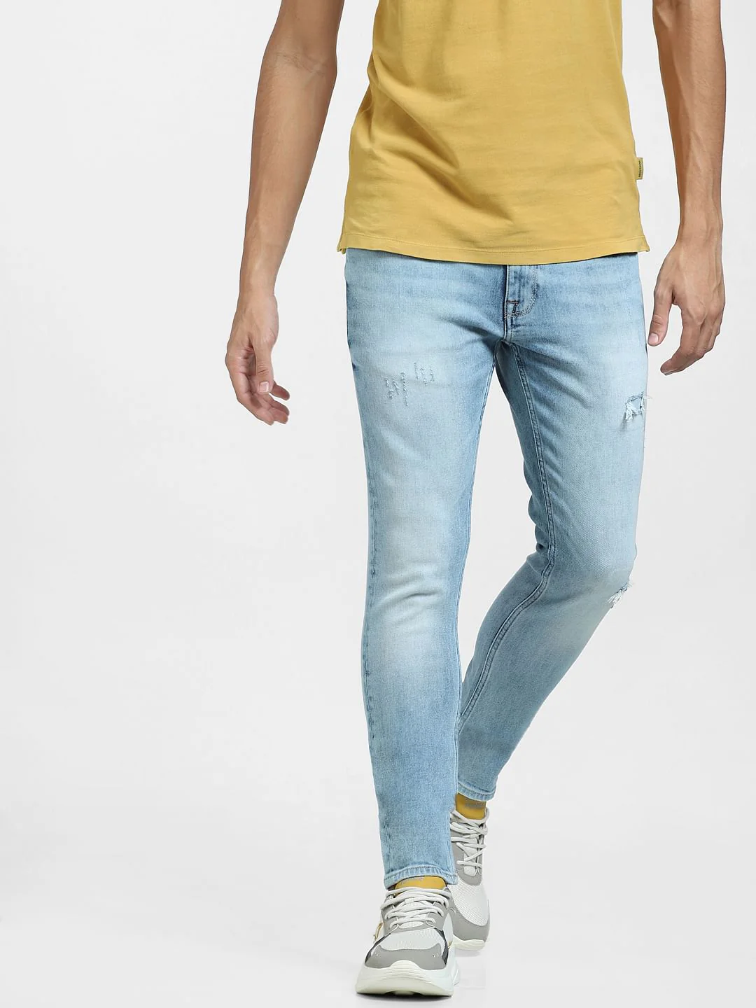Light Blue Low Rise Distressed Skinny Fit Jeans - Image 2