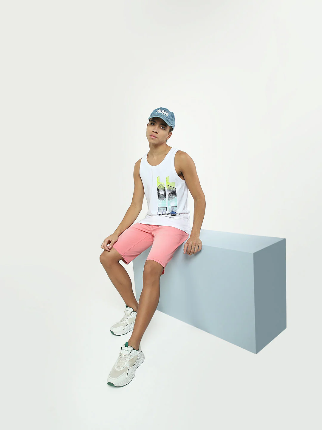 Pink Mid Rise Denim Shorts