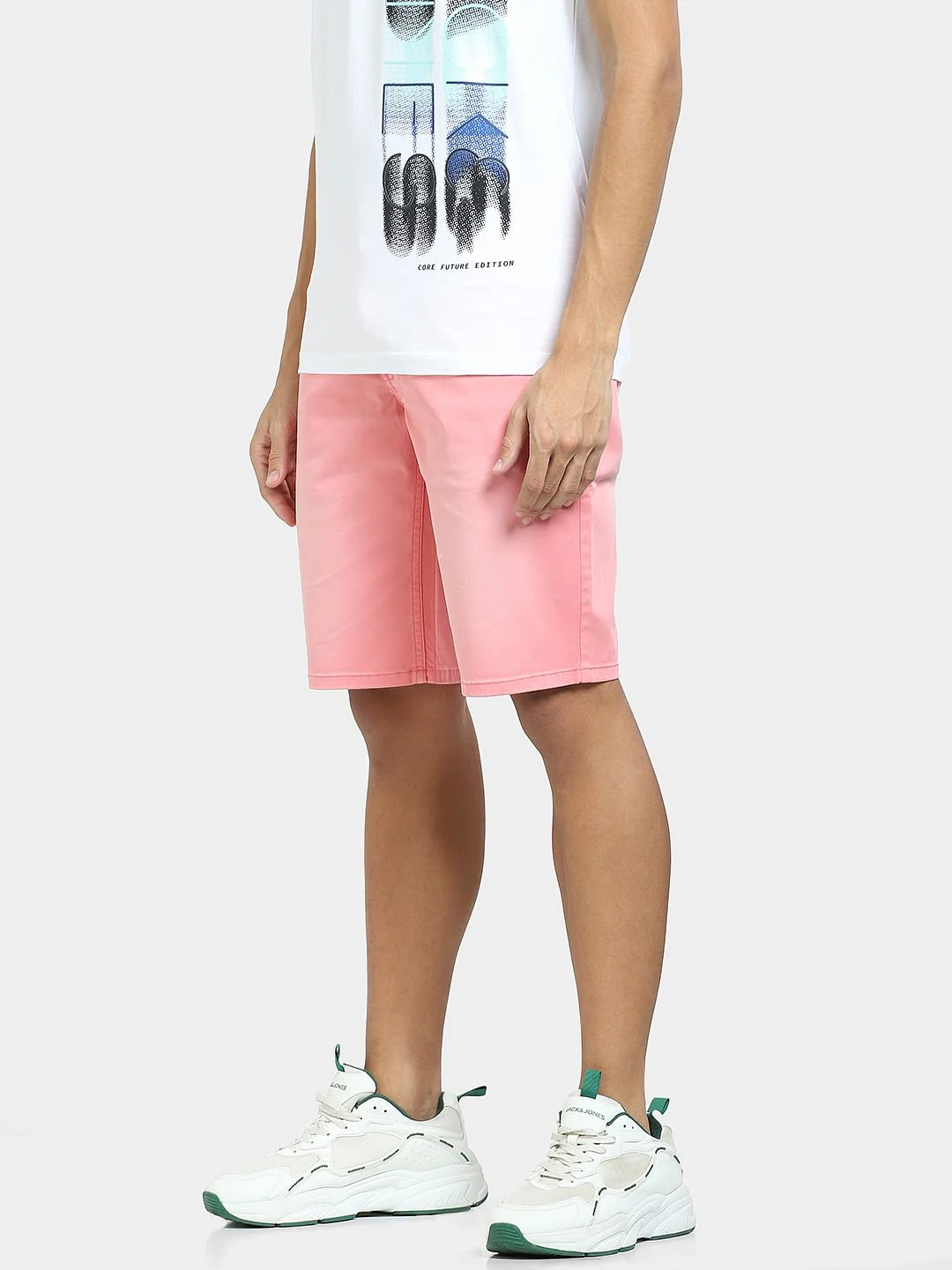 Pink Mid Rise Denim Shorts - Image 3