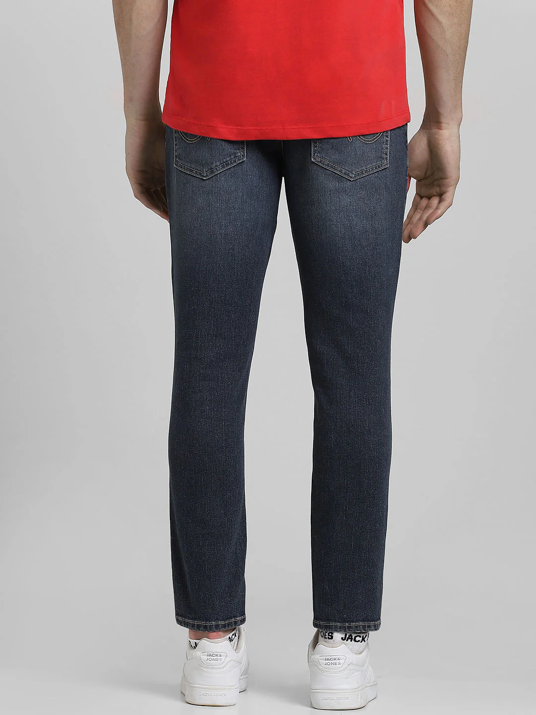 Dark Blue Mid Rise Distressed Glenn Slim Fit Jeans - Image 4