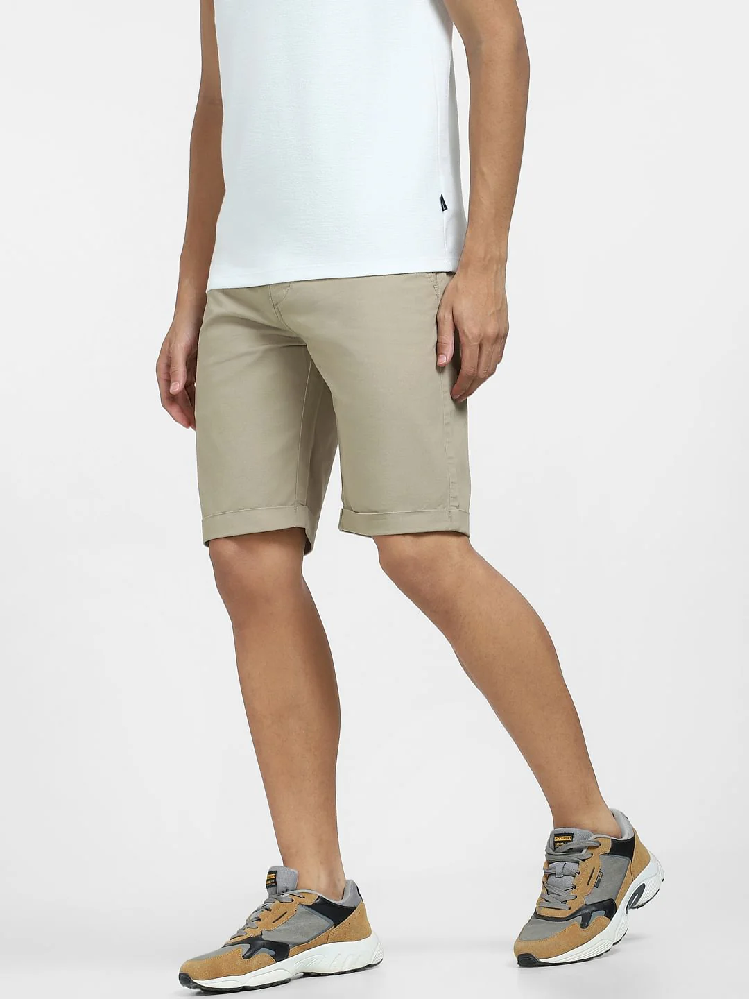 Brown Mid Rise Chino Shorts - Image 2