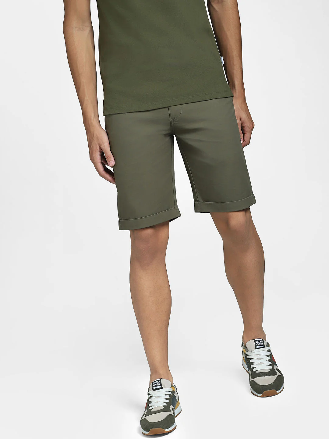 Green Mid Rise Chino Shorts - Image 2