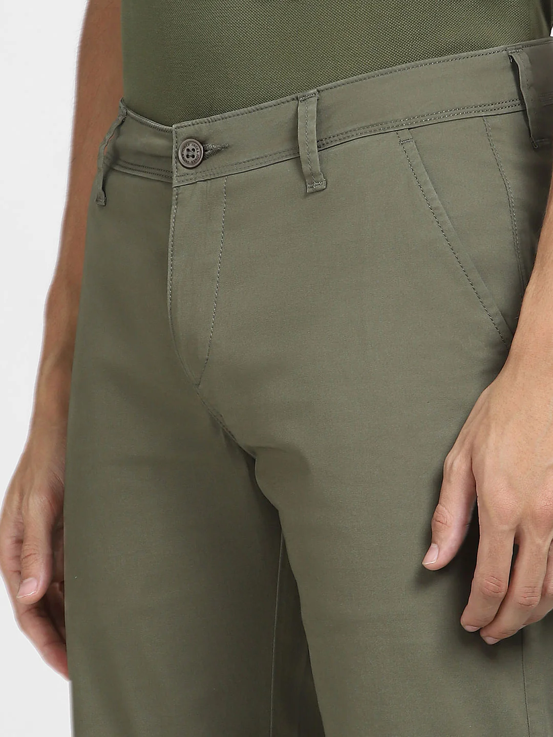 Green Mid Rise Chino Shorts - Image 5