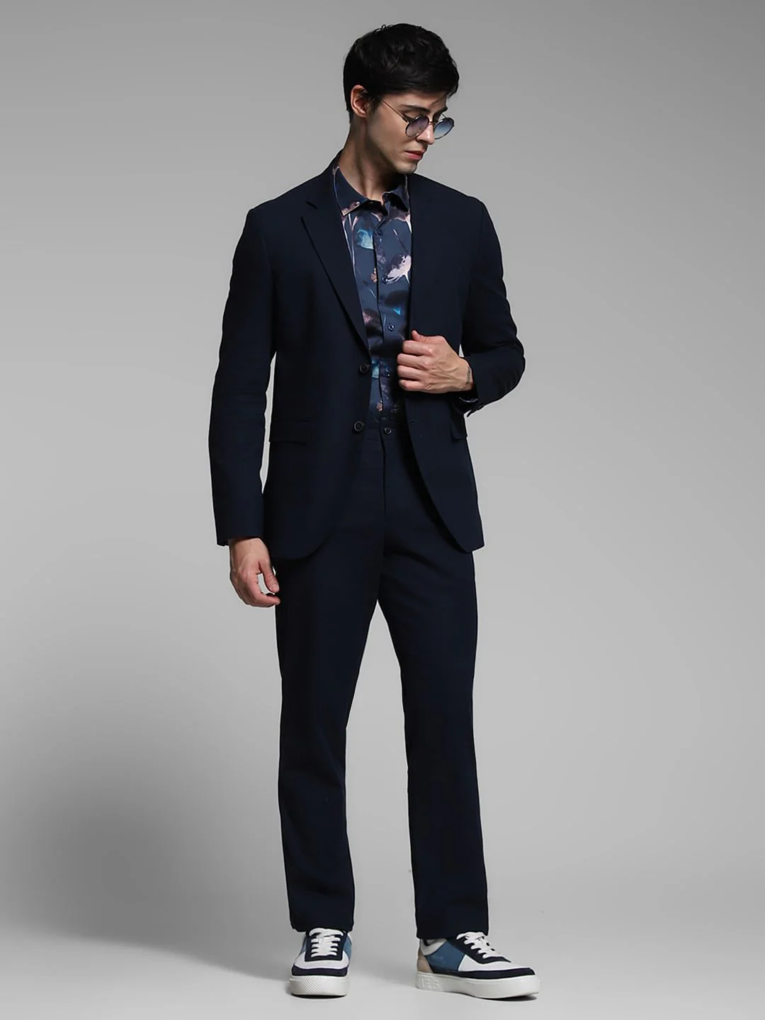 Dark Blue Slim Fit Linen Trousers - Image 6