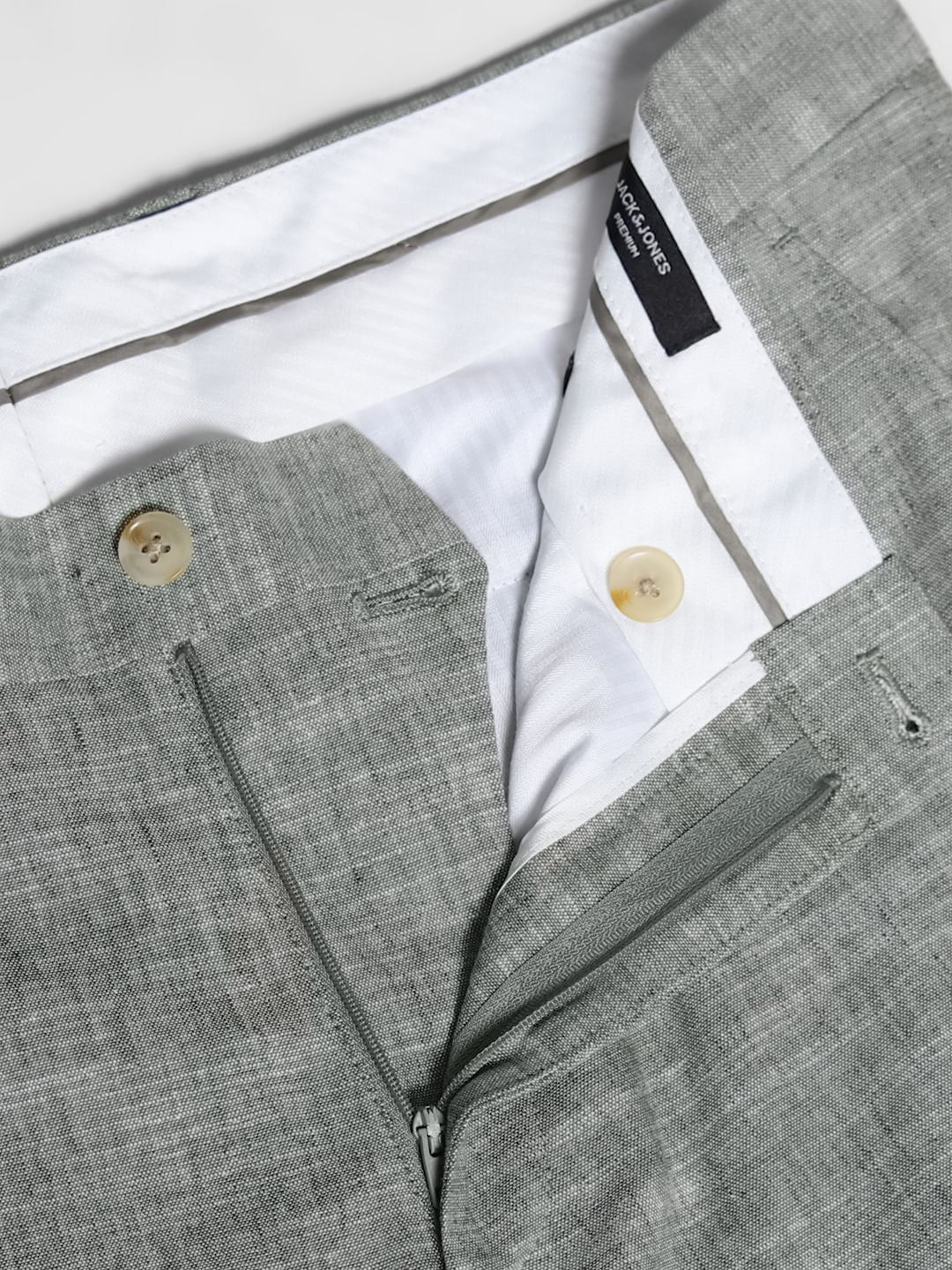 Green Linen Slim Fit Trousers - Image 5