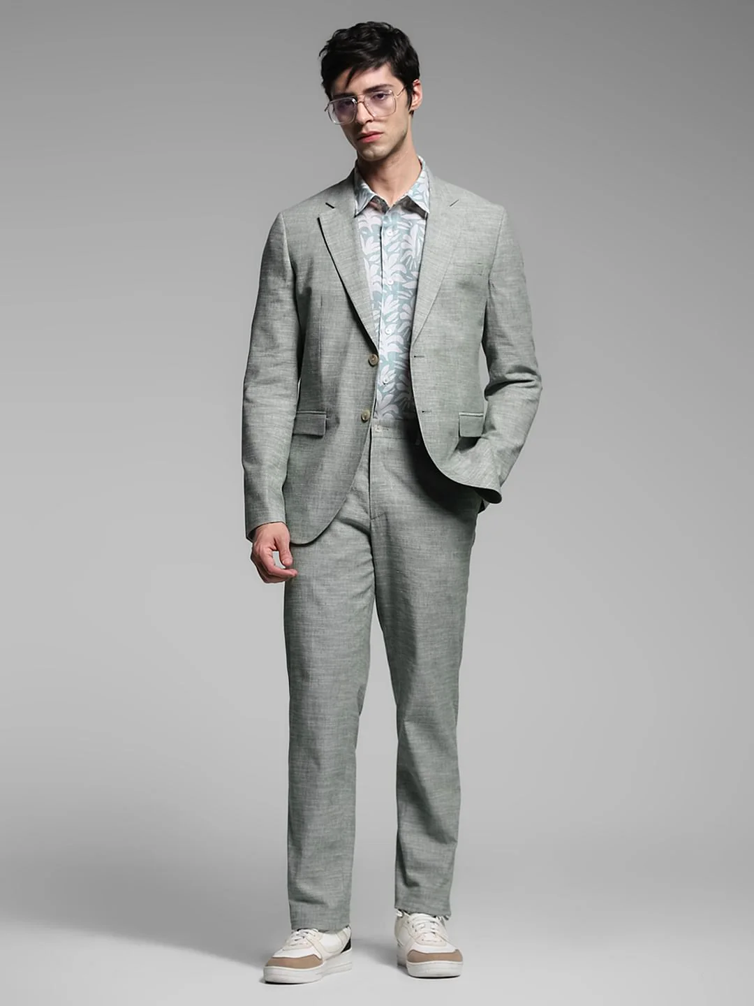 Green Linen Slim Fit Trousers - Image 6