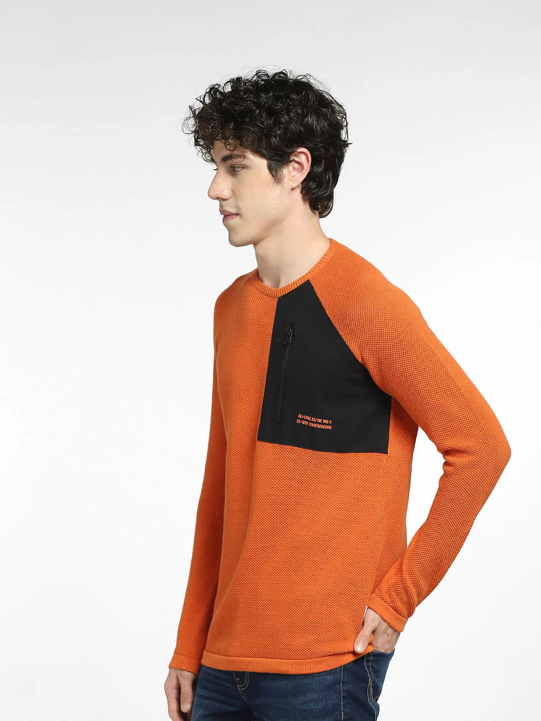Orange Zip Detail Pullover - Image 3