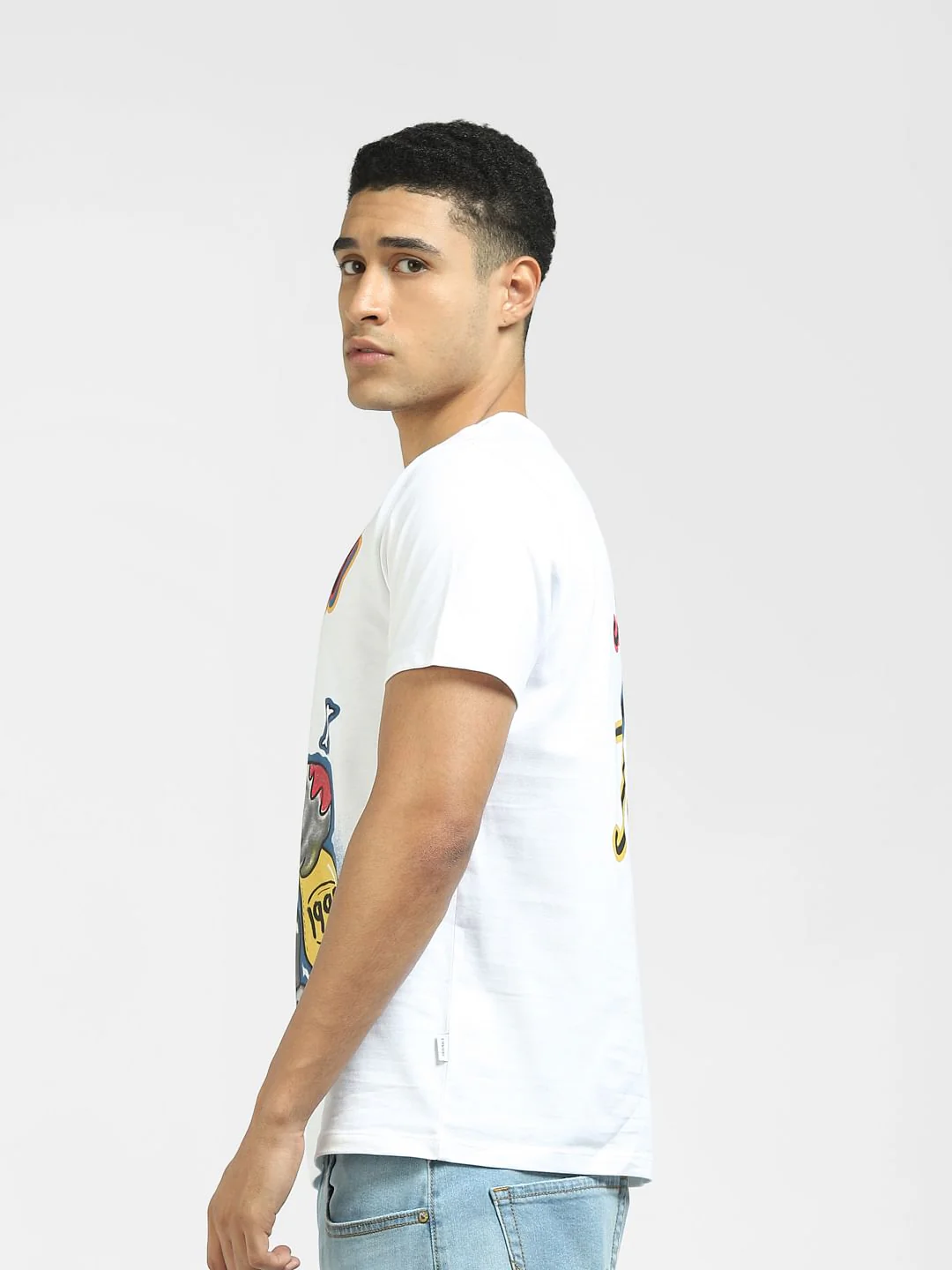 White Logo Print Crew Neck T-shirt - Image 3