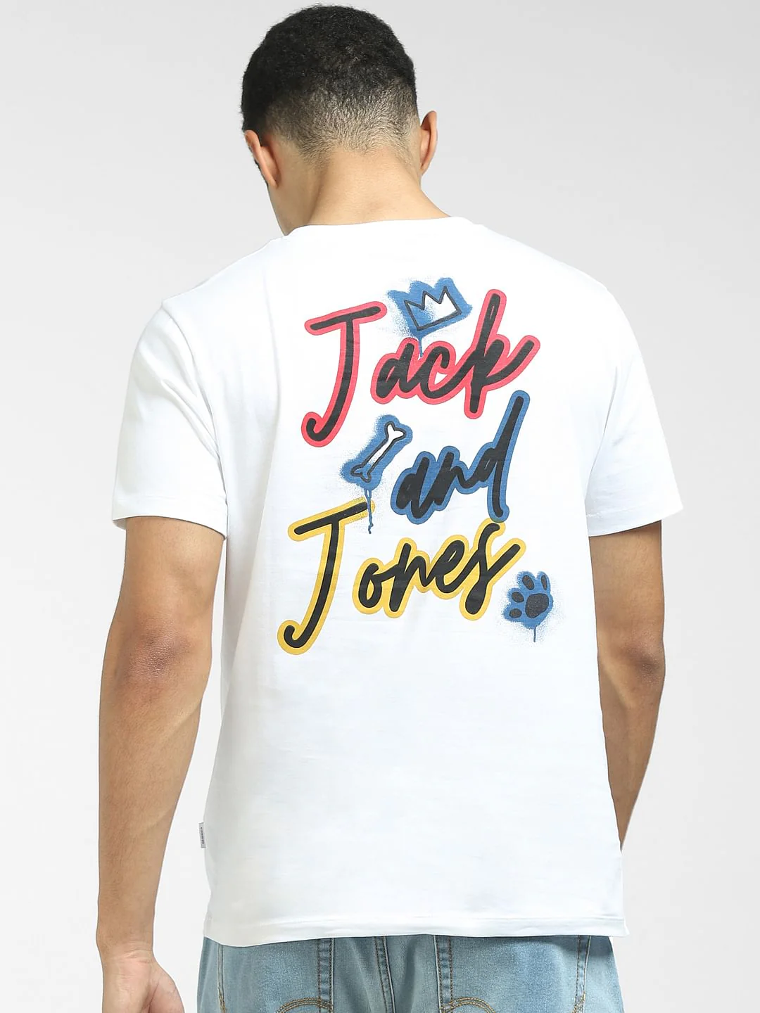 White Logo Print Crew Neck T-shirt - Image 4